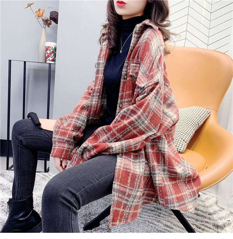 お取り寄せ商品 シャツ レディース オーバーシャツ 長袖 2M-2XL コットン トップス 棉 コートゆったり ビッグシャツ チェックシャツ 大きいサイズ対応 