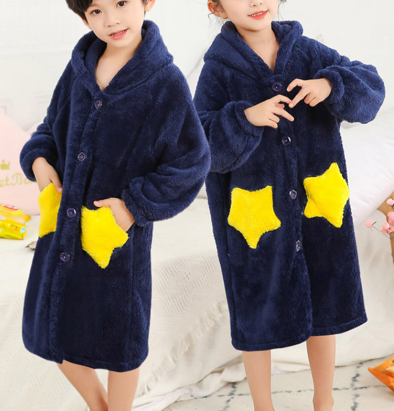 バスローブ キッズ パジャマ ガウン ナイトガウン ルームウェア 長袖 フード付き 寝巻き ふわふわ バスローブ 秋冬用 部屋着 寒さ対策 着る毛布 