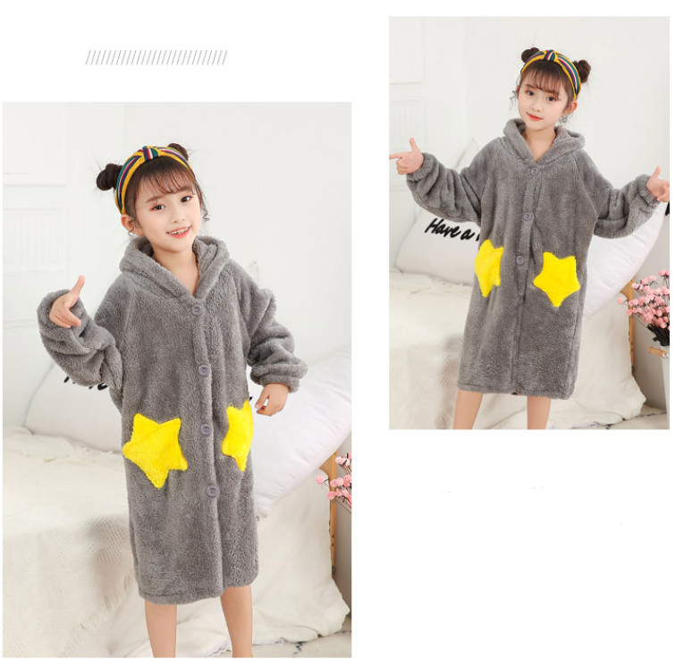 バスローブ キッズ パジャマ ガウン ナイトガウン ルームウェア 長袖 フード付き 寝巻き ふわふわ バスローブ 秋冬用 部屋着 寒さ対策 着る毛布 