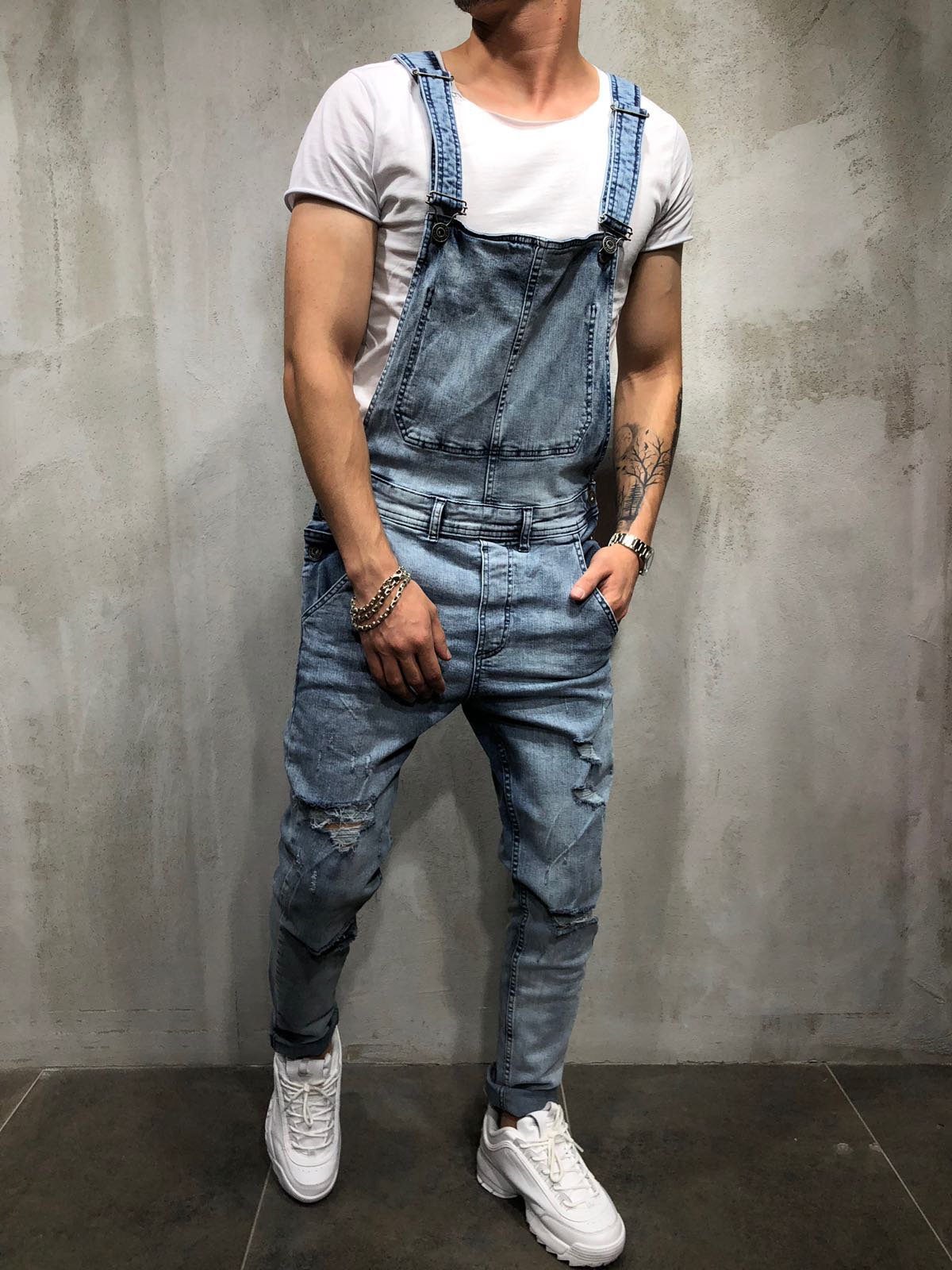 オーバーオール サロペット メンズ パンツ デニムパンツ ダメージ加工 オールインワン アウトドア おしゃれ アメカジ きれいめ 春物 デニムパンツ 秋冬 