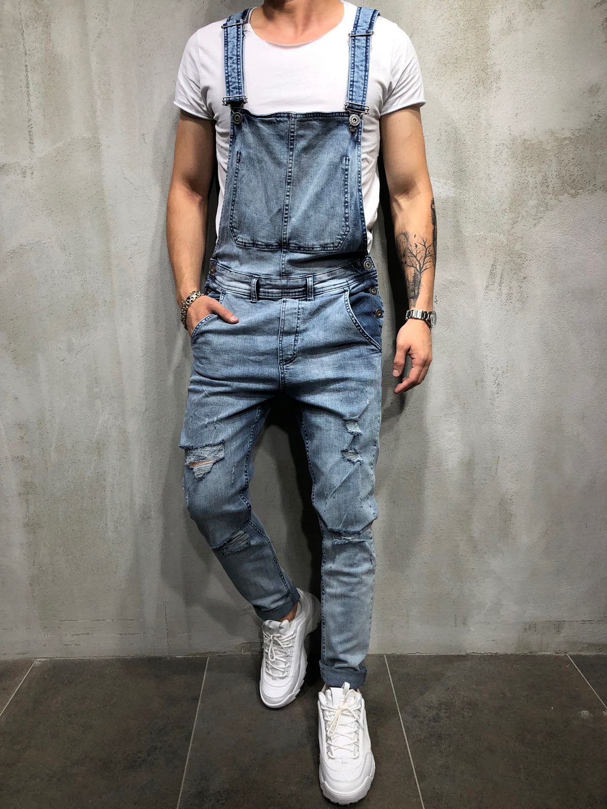 オーバーオール サロペット メンズ パンツ デニムパンツ ダメージ加工 オールインワン アウトドア おしゃれ アメカジ きれいめ 春物 デニムパンツ 秋冬 