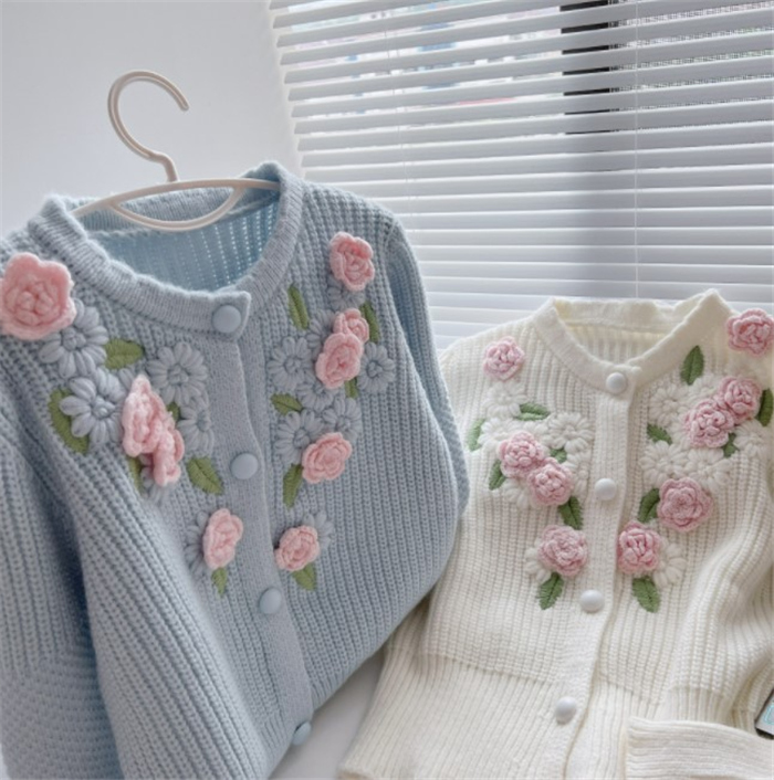 ニットセーターレディース きれいめ 長袖 ニットソー 大人 カジュアル フラワー 可愛い 花 着やせ ニットリブニットトップス おしゃれ セーター 