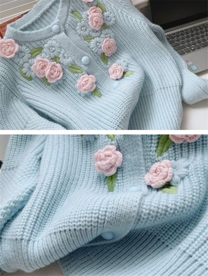 ニットセーターレディース きれいめ 長袖 ニットソー 大人 カジュアル フラワー 可愛い 花 着やせ ニットリブニットトップス おしゃれ セーター 