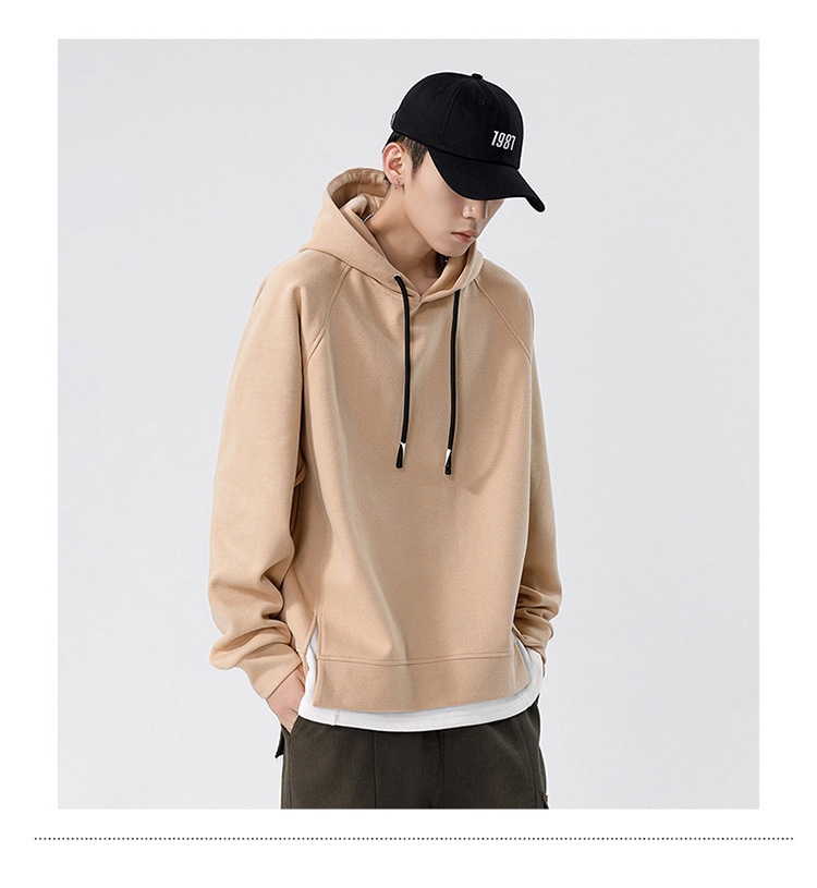 プルオーバーメンズ 長袖 フード付き フェイクレイヤードデザイン 重ね着風 カジュアル 運動 スポーツ おしゃれ トップス お兄系 