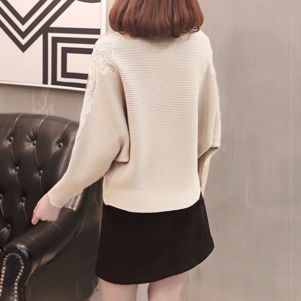 ドルマンニットトップス ボートネック上品 。可  