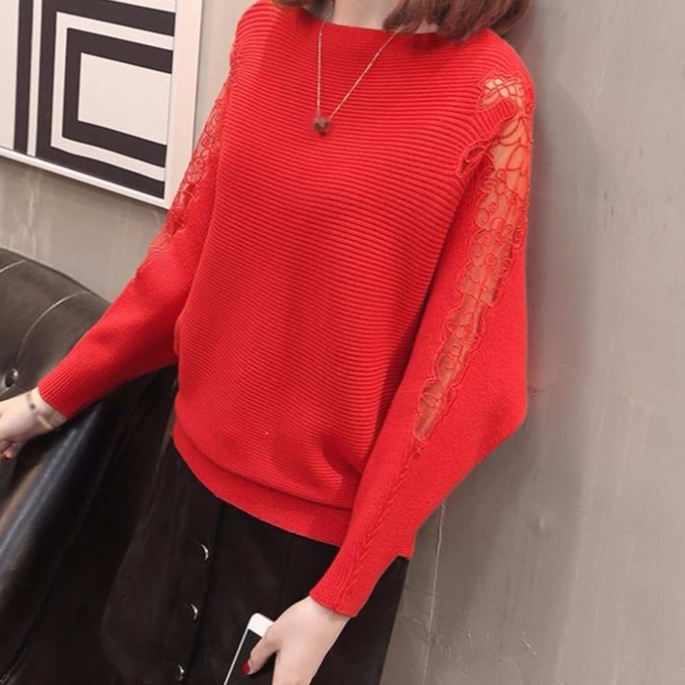 ドルマンニットトップス ボートネック上品 。可  