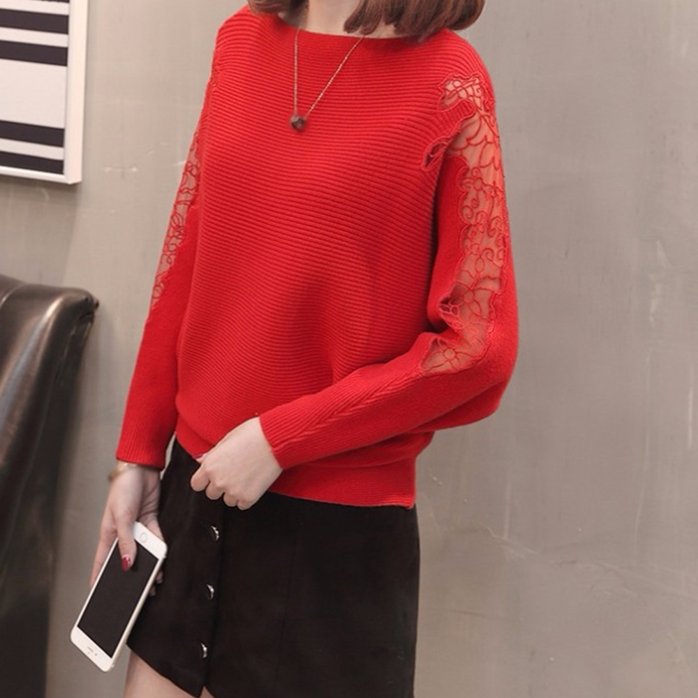 ドルマンニットトップス ボートネック上品 。可  