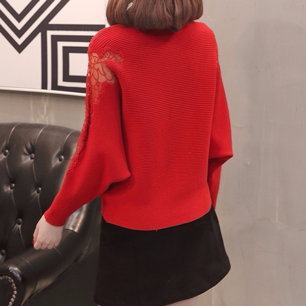 ドルマンニットトップス ボートネック上品 。可  