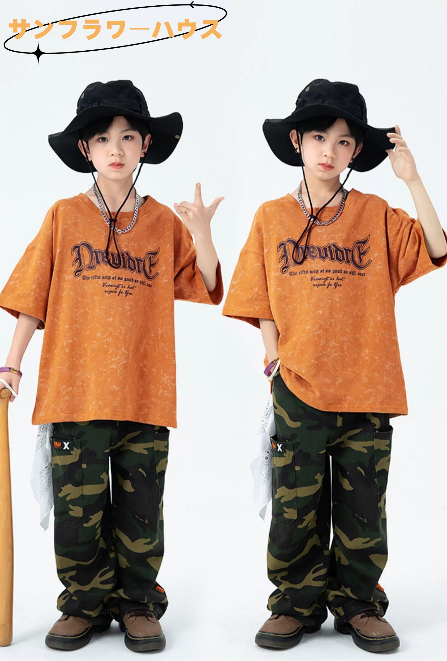 トップス キッズダンス衣装 セットアップ ヒップホップ 衣装 韓国 半袖 Tシャツ 男の子 カーゴパンツ チアガール 女の子 ダンス 子供 ダンスウェア 