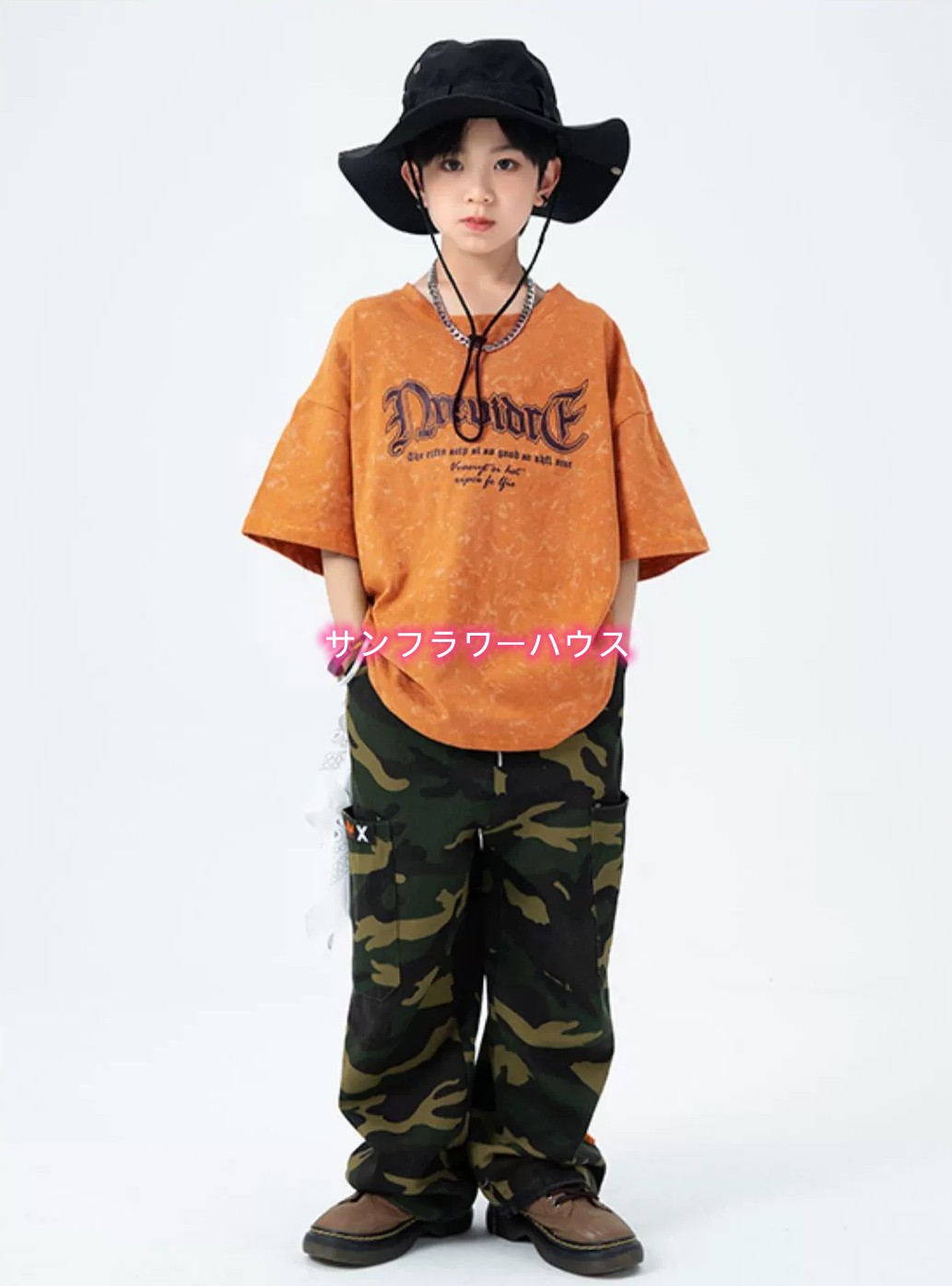 トップス キッズダンス衣装 セットアップ ヒップホップ 衣装 韓国 半袖 Tシャツ 男の子 カーゴパンツ チアガール 女の子 ダンス 子供 ダンスウェア 