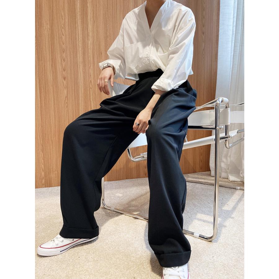 チノパン ワイドパンツ プリーツ テーパードパンツ レディース マジックテープ ズボン イージーパンツ カジュアル 春夏 秋 ロング ゆったり パンツ 