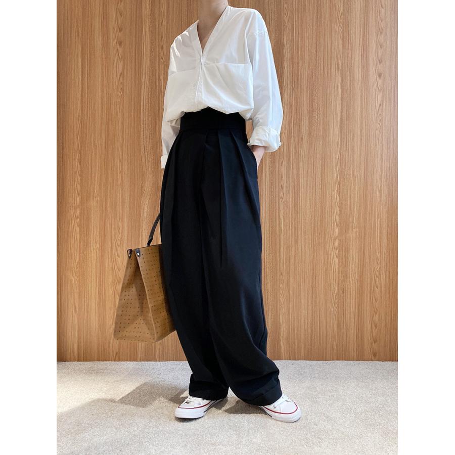 チノパン ワイドパンツ プリーツ テーパードパンツ レディース マジックテープ ズボン イージーパンツ カジュアル 春夏 秋 ロング ゆったり パンツ 