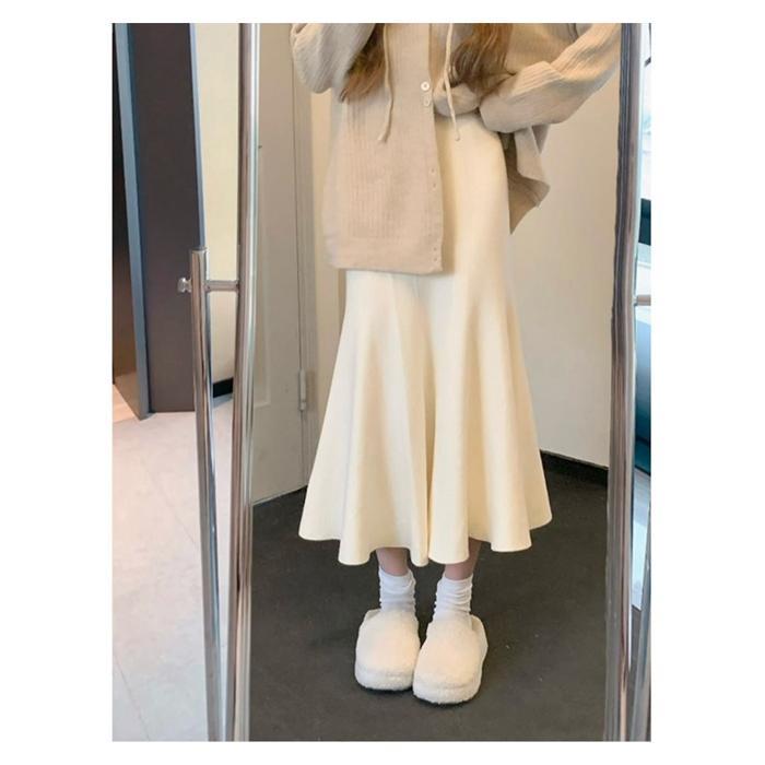 ニットスカート ミモレ丈 膝下 マーメイドスカート レディース ロング フハイウエスト ミモレスカート ニット ロング丈 