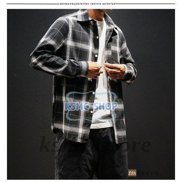 ネルシャツ カジュアルシャツ メンズシャツ メンズ シャツ 長袖 チェック トップス 長袖シャツ スリムシャツ 