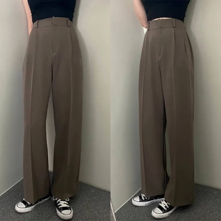 スーツ レディース 韓国 パンツ カジュアル シングル ジャケット ワイドパンツ セミロング テーラード ハイウエスト 春 おしゃれ セットアップ 