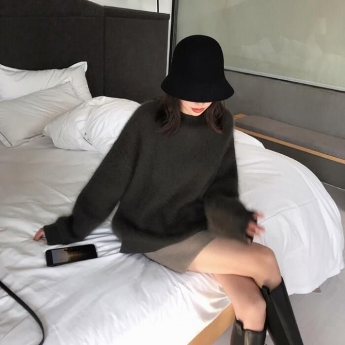 トップス ニット セーター モヘア ふわふわ レディース おしゃれ きれいめ 暖かい フェミニン ゆったり クルーネック 長袖 可愛い カジュアル ナチュラル 大人 