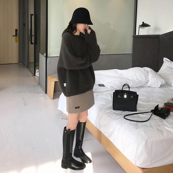 トップス ニット セーター モヘア ふわふわ レディース おしゃれ きれいめ 暖かい フェミニン ゆったり クルーネック 長袖 可愛い カジュアル ナチュラル 大人 