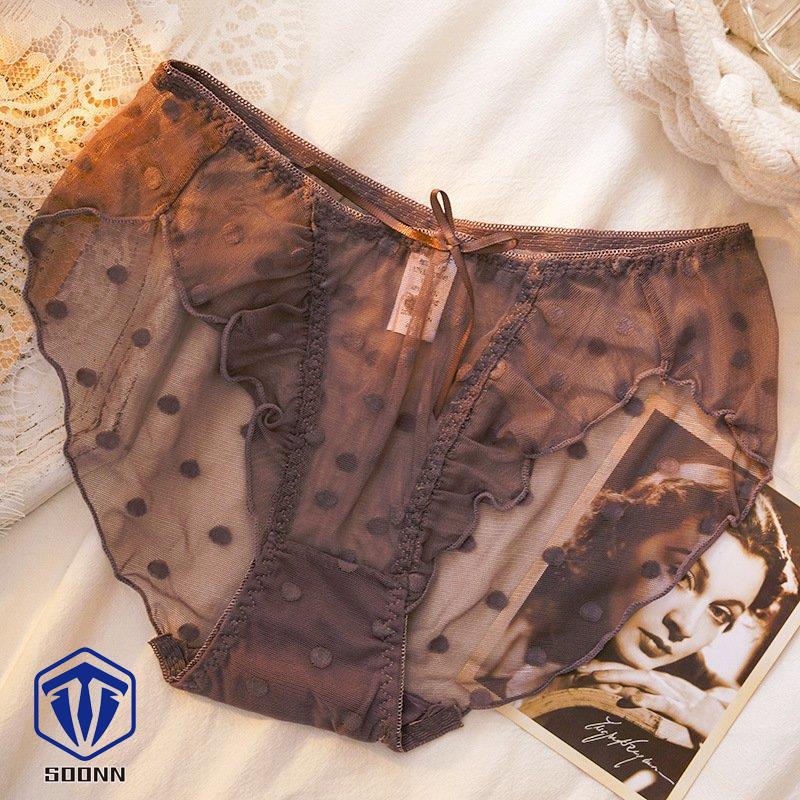 スタンダードショーツ レディース フルバック パンティー 女性下着 パンツ リボン ランジェ 水玉 レース 薄手 おしゃれ 透け感 可愛い シースルー 