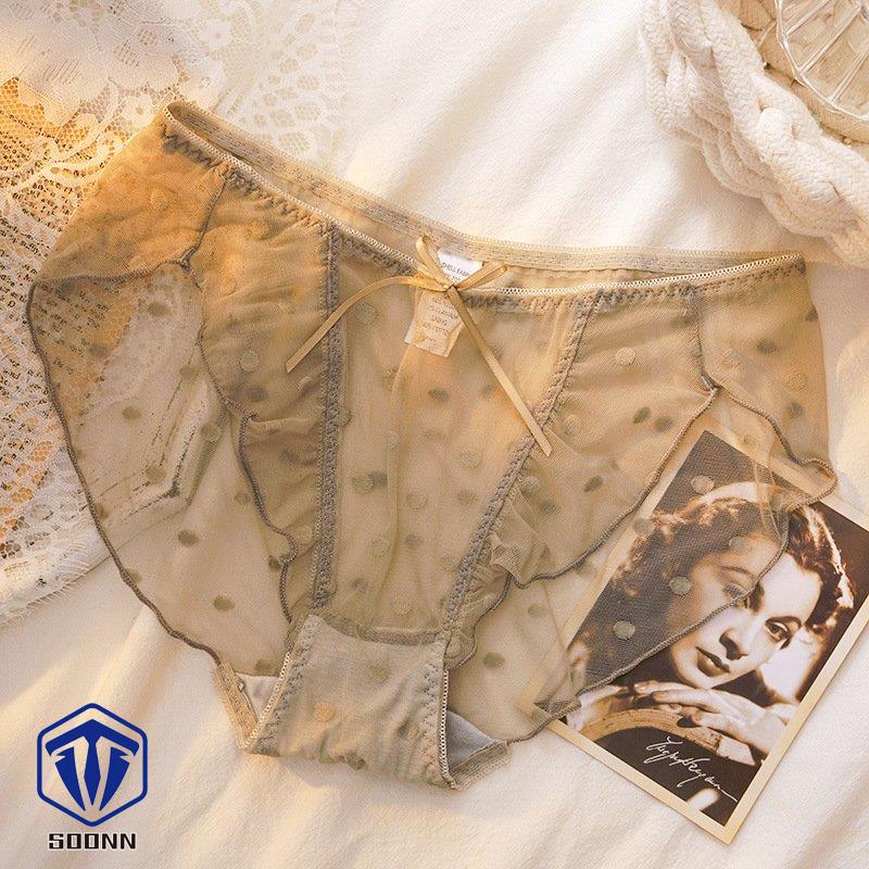 スタンダードショーツ レディース フルバック パンティー 女性下着 パンツ リボン ランジェ 水玉 レース 薄手 おしゃれ 透け感 可愛い シースルー 