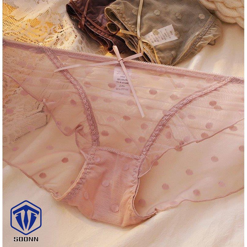 スタンダードショーツ レディース フルバック パンティー 女性下着 パンツ リボン ランジェ 水玉 レース 薄手 おしゃれ 透け感 可愛い シースルー 
