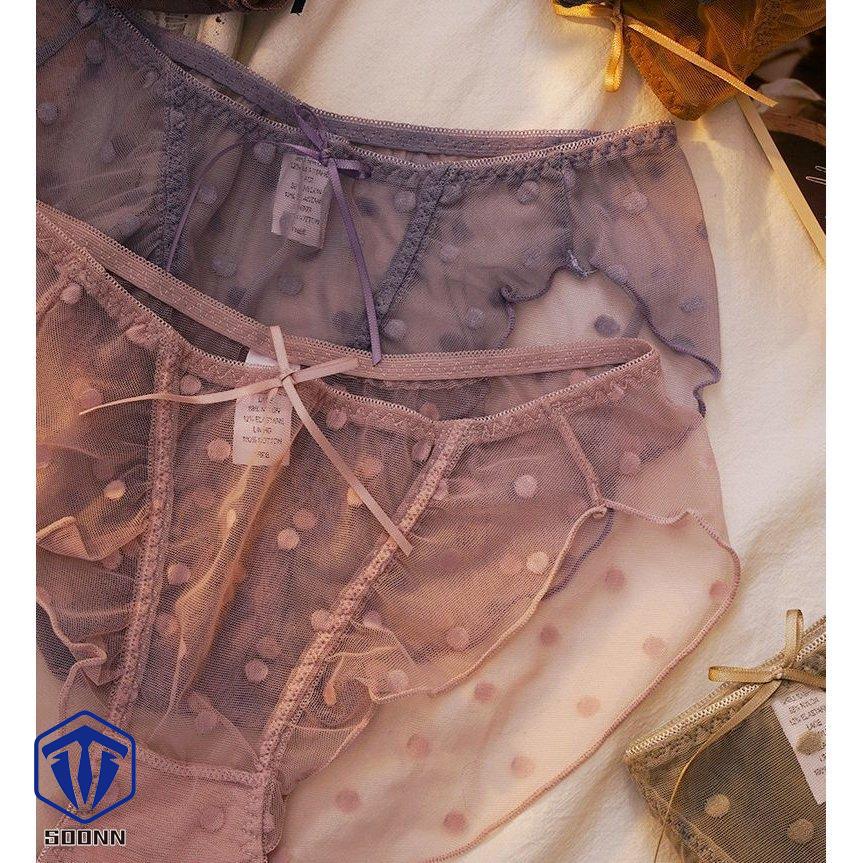 スタンダードショーツ レディース フルバック パンティー 女性下着 パンツ リボン ランジェ 水玉 レース 薄手 おしゃれ 透け感 可愛い シースルー 