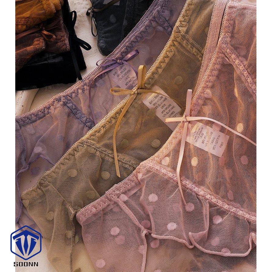 スタンダードショーツ レディース フルバック パンティー 女性下着 パンツ リボン ランジェ 水玉 レース 薄手 おしゃれ 透け感 可愛い シースルー 