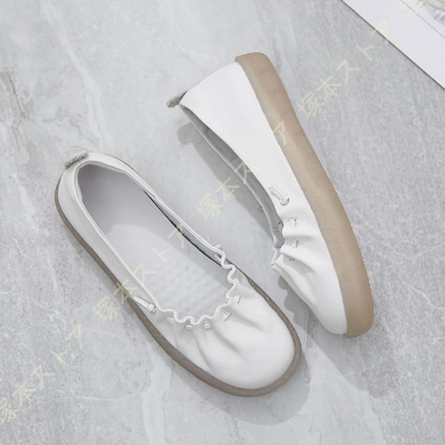 バレエ靴 レディース ぺたんこ パンプス 痛くない 。 幅広 つま先 ラウンドトゥ ローヒール 丸い 低反発 大きいサイズ 柔らかい 疲れないまんまる 