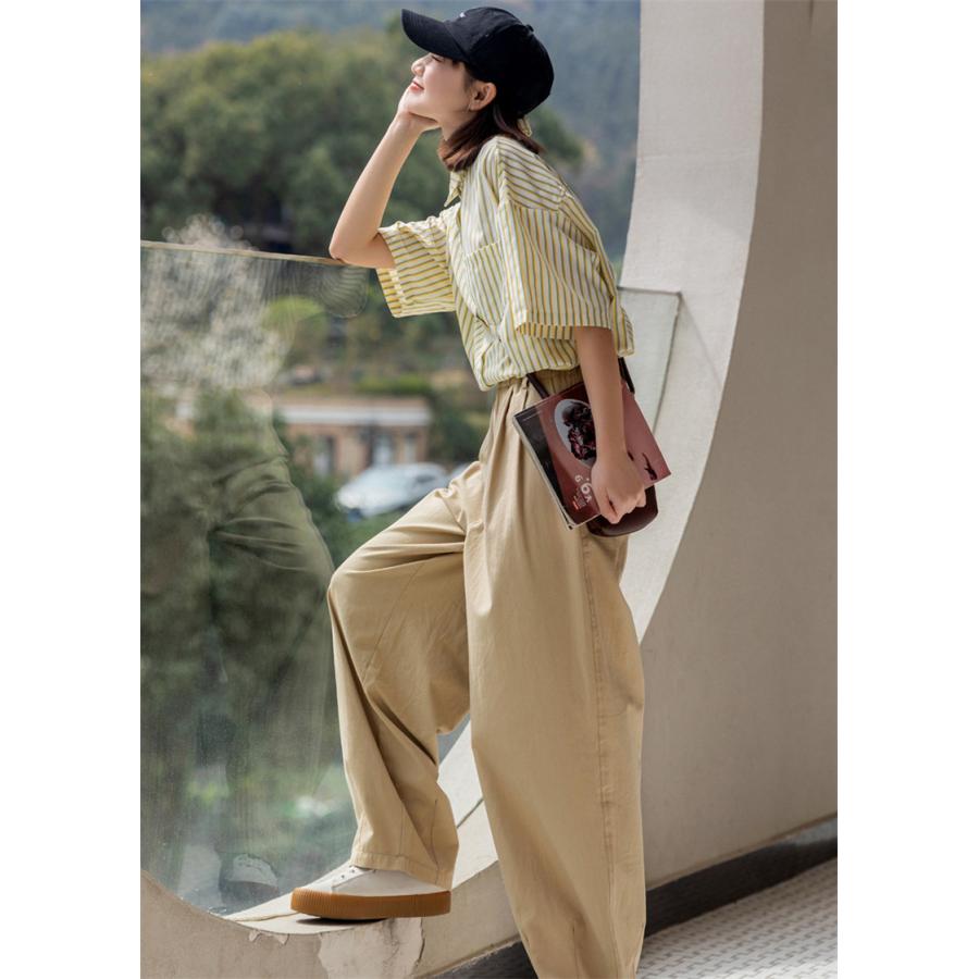 チノパン ワイドパンツ テーパードパンツ レディース ウエストゴム ズボン ロング 体型カバー ボゆったり イージーパンツ ガウチョ 春夏 