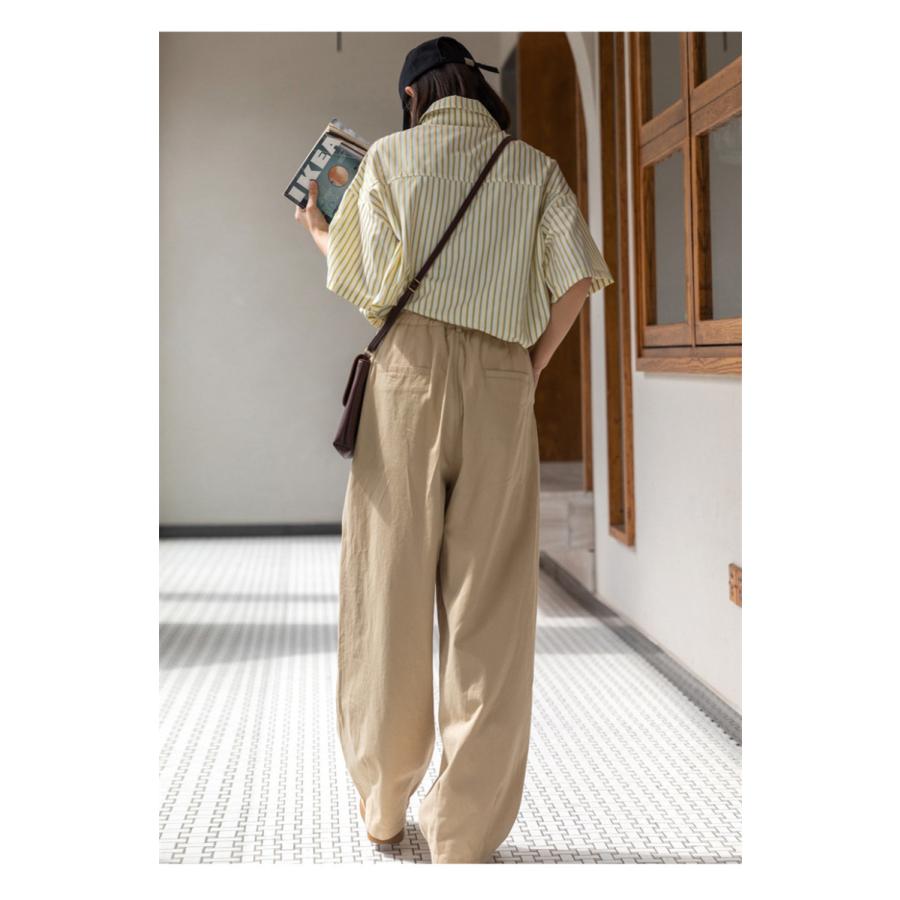 チノパン ワイドパンツ テーパードパンツ レディース ウエストゴム ズボン ロング 体型カバー ボゆったり イージーパンツ ガウチョ 春夏 