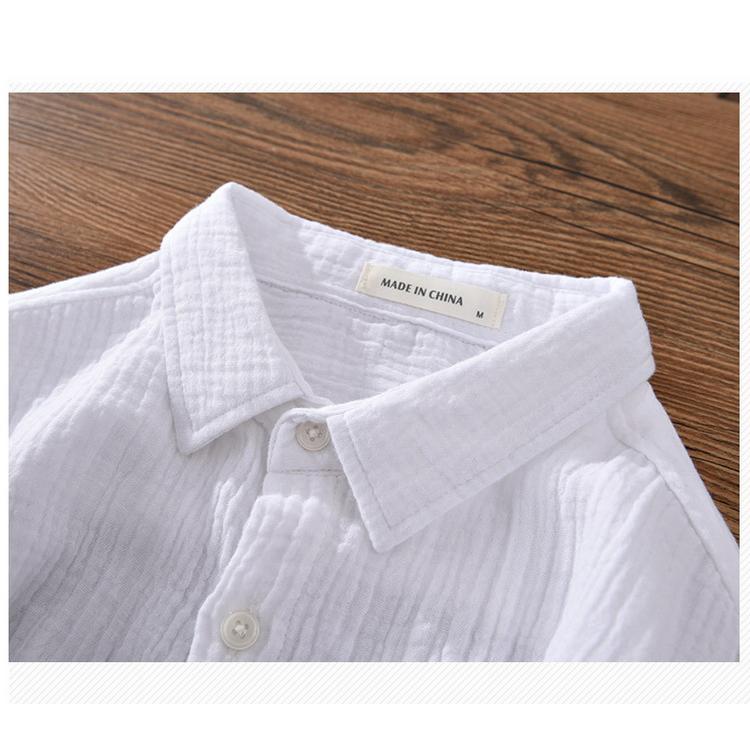 カジュアルシャツ メンズ コットンダブルガーゼ シャツ 長袖シャツ トップス 夏 100%綿 ふんわり 春 秋 