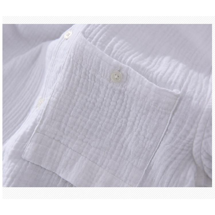 カジュアルシャツ メンズ コットンダブルガーゼ シャツ 長袖シャツ トップス 夏 100%綿 ふんわり 春 秋 