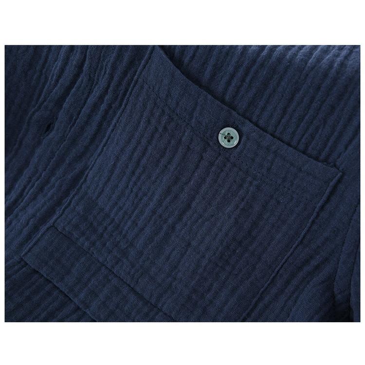 カジュアルシャツ メンズ コットンダブルガーゼ シャツ 長袖シャツ トップス 夏 100%綿 ふんわり 春 秋 