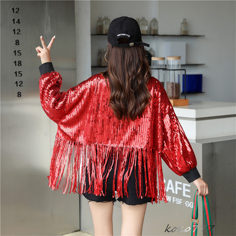 ジャケット レディース コート スパンフリンジ ダンスウェア ヒップホップ 女子外套 イベント 学園祭 舞台衣装 発表会 カジュアル 部活 アウター 