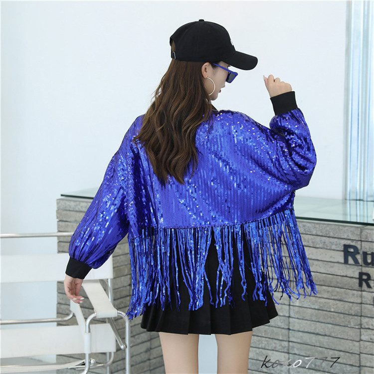 ジャケット レディース コート スパンフリンジ ダンスウェア ヒップホップ 女子外套 イベント 学園祭 舞台衣装 発表会 カジュアル 部活 アウター 