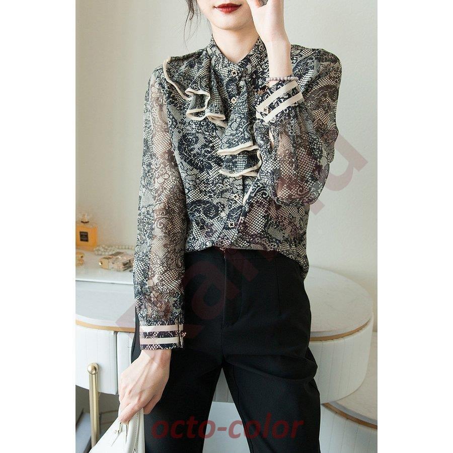 ブラウス レディース 40代 春夏秋新作 オシャレブラウス レース刺繍シャツ 通勤 50代 レション ゆったり 長袖トップス パフスブブラウス シャツ30代 大人 