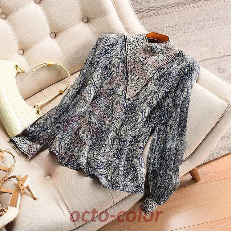 ブラウス レディース 40代 春夏秋新作 オシャレブラウス レース刺繍シャツ 通勤 50代 レション ゆったり 長袖トップス パフスブブラウス シャツ30代 大人 