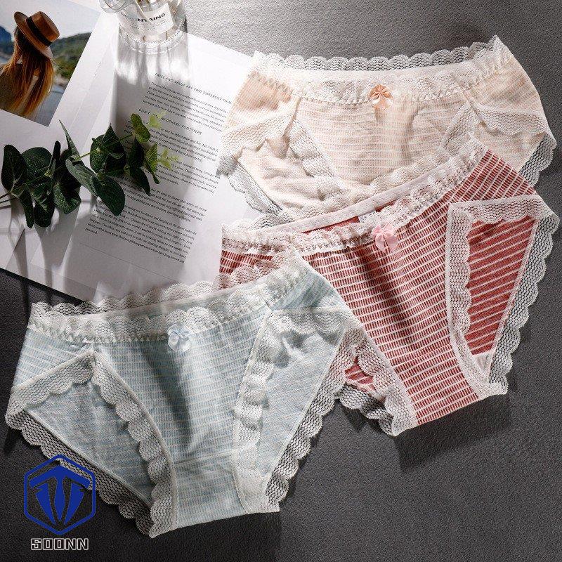 レディースショーツ スタンダード パンツ パンティー 単品 ノーマル 女性下着 おしゃれ レース ランジェ通気性 インナー ボーダー柄 リボン 