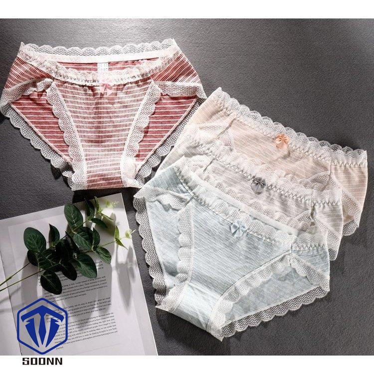 レディースショーツ スタンダード パンツ パンティー 単品 ノーマル 女性下着 おしゃれ レース ランジェ通気性 インナー ボーダー柄 リボン 