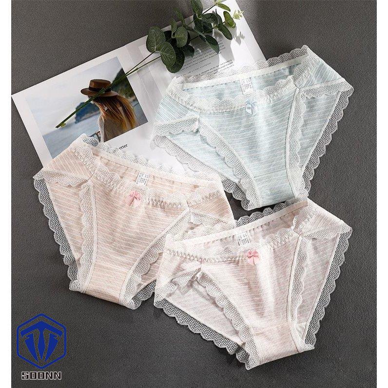 レディースショーツ スタンダード パンツ パンティー 単品 ノーマル 女性下着 おしゃれ レース ランジェ通気性 インナー ボーダー柄 リボン 