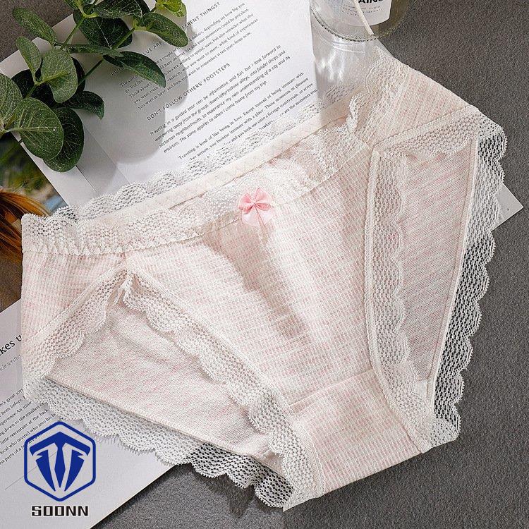 レディースショーツ スタンダード パンツ パンティー 単品 ノーマル 女性下着 おしゃれ レース ランジェ通気性 インナー ボーダー柄 リボン 