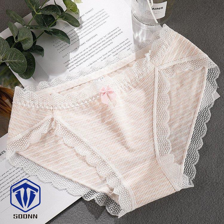 レディースショーツ スタンダード パンツ パンティー 単品 ノーマル 女性下着 おしゃれ レース ランジェ通気性 インナー ボーダー柄 リボン 