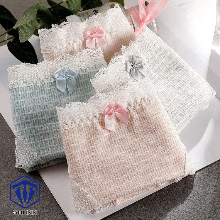 レディースショーツ スタンダード パンツ パンティー 単品 ノーマル 女性下着 おしゃれ レース ランジェ通気性 インナー ボーダー柄 リボン 