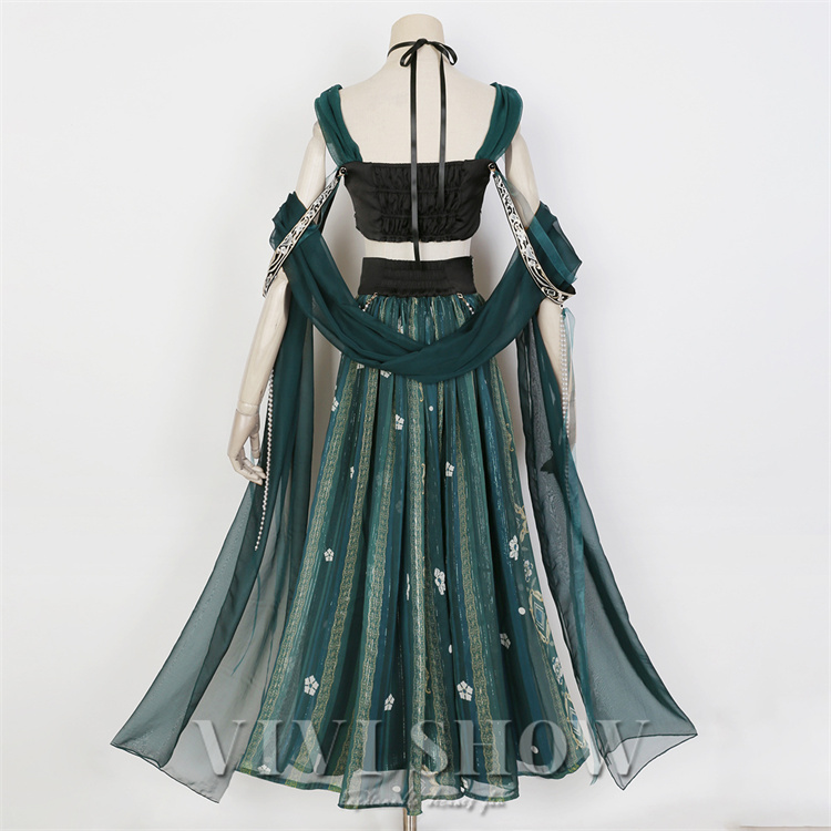 レディース ワンピース ワンピ 肩だし ロング丈 コスチューム風 おしゃれ 個性的 かわいい イベント オリエンタル パーティー エスニック 