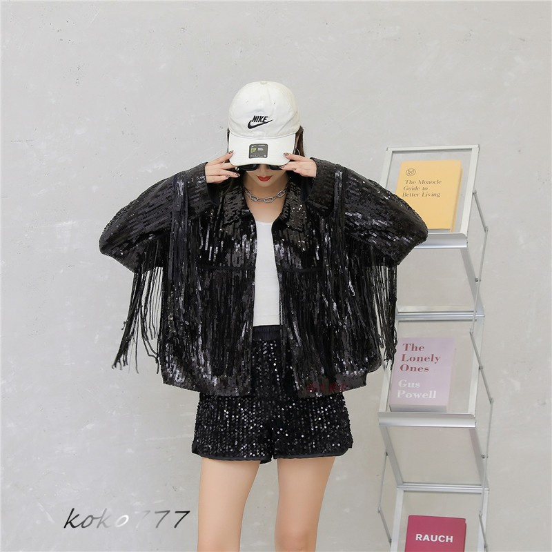 ジャケット レディースジャケット コート スパンフリンジ ダンスウェア ヒップホップ 学園祭 部活 アウター 女子外套 カジュアル 発表会 イベント 