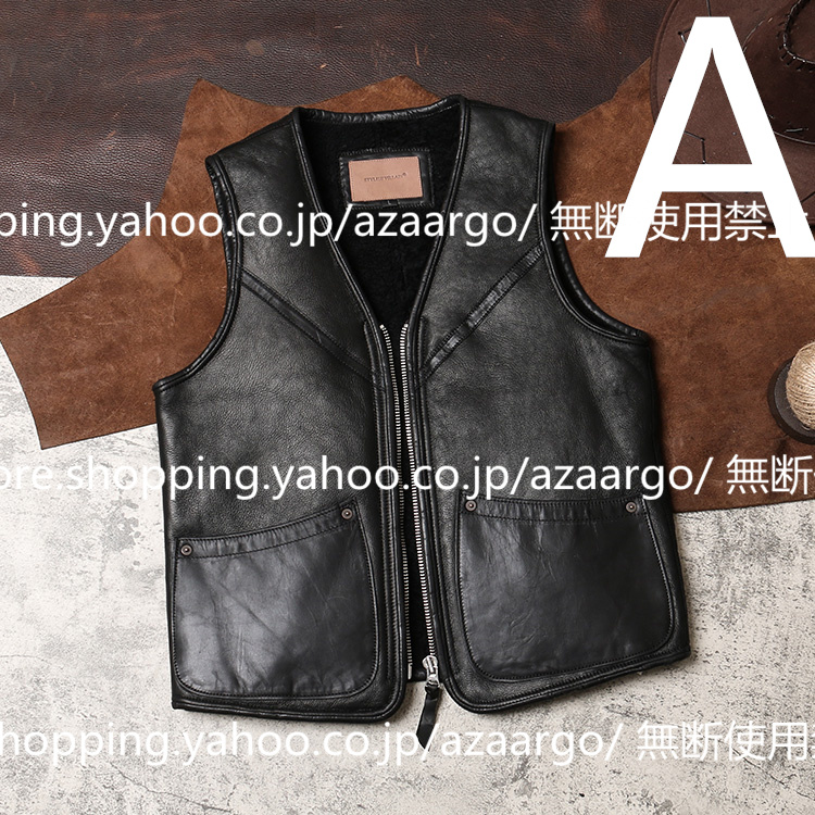 レザーベスト メンズ ラムレザー ベスト 。 羊革 高級レザー バイク用ベスト カジュアル フォーマル 通勤 大きいサイズ チョッキ ジレベスト 