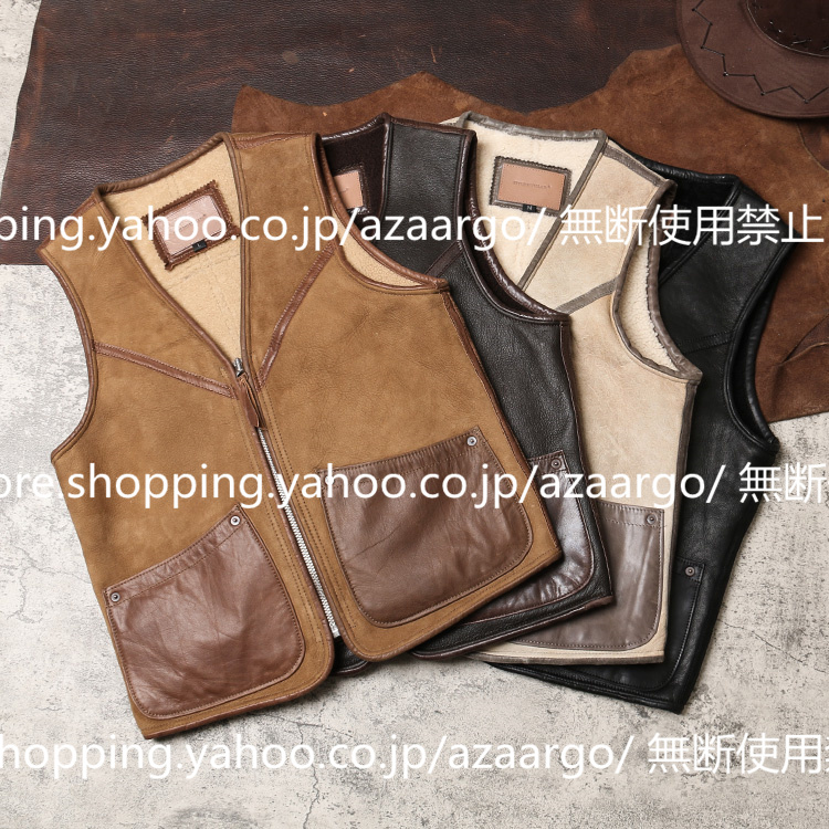 レザーベスト メンズ ラムレザー ベスト 。 羊革 高級レザー バイク用ベスト カジュアル フォーマル 通勤 大きいサイズ チョッキ ジレベスト 