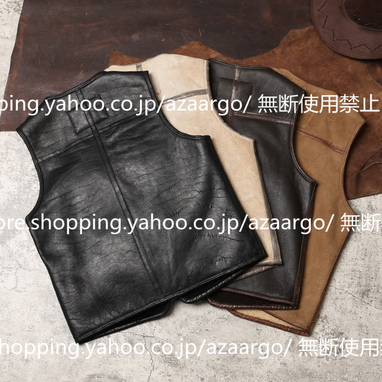 レザーベスト メンズ ラムレザー ベスト 。 羊革 高級レザー バイク用ベスト カジュアル フォーマル 通勤 大きいサイズ チョッキ ジレベスト 