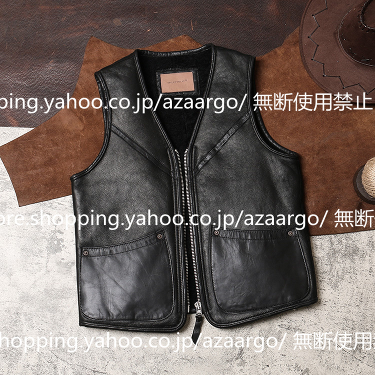 レザーベスト メンズ ラムレザー ベスト 。 羊革 高級レザー バイク用ベスト カジュアル フォーマル 通勤 大きいサイズ チョッキ ジレベスト 