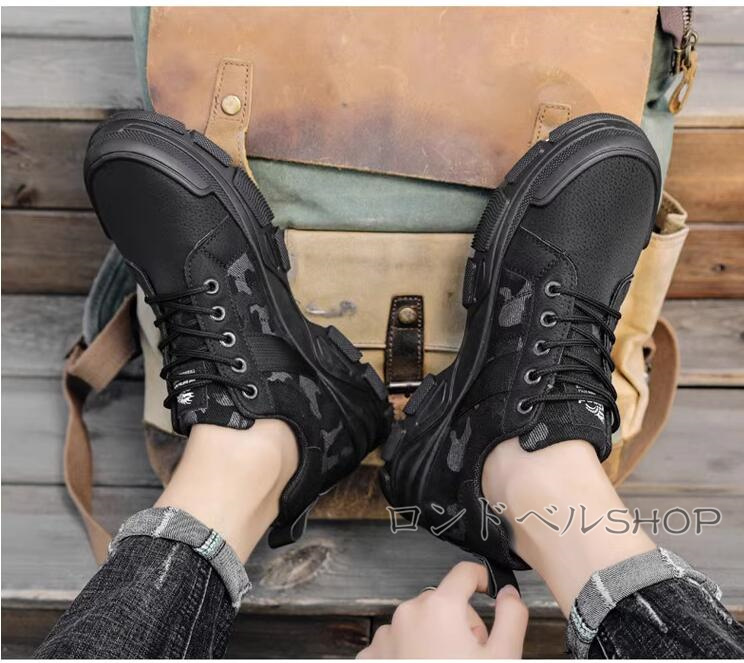 ローカット スニーカー メンズ 作業靴 ワークレースアップ 厚底スニーカー 通勤靴 ウォーキングカジュアルシューズ防水 おしゃれ 