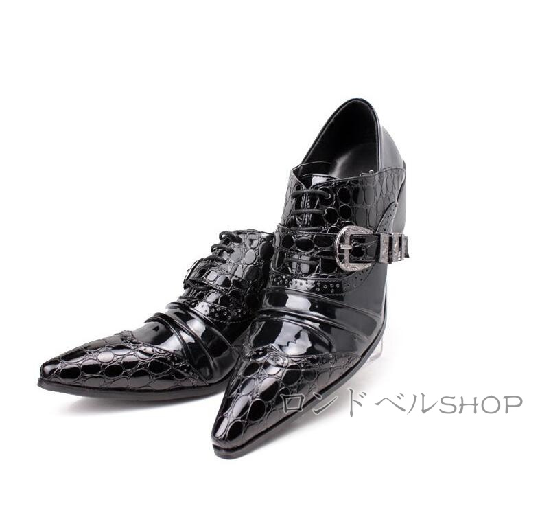 新作 メンズ ビジネスロングストレートチップ ヒール6.8CM 身長UP 。 脚長 美脚 大きいサイズ 紳士靴 革靴 お兄系 フォーマル ビジネス 